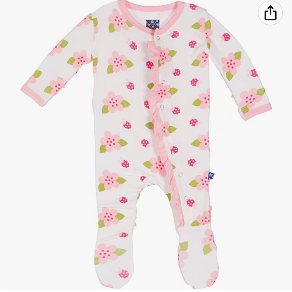 Kickee Pants Button Footie 6-12
